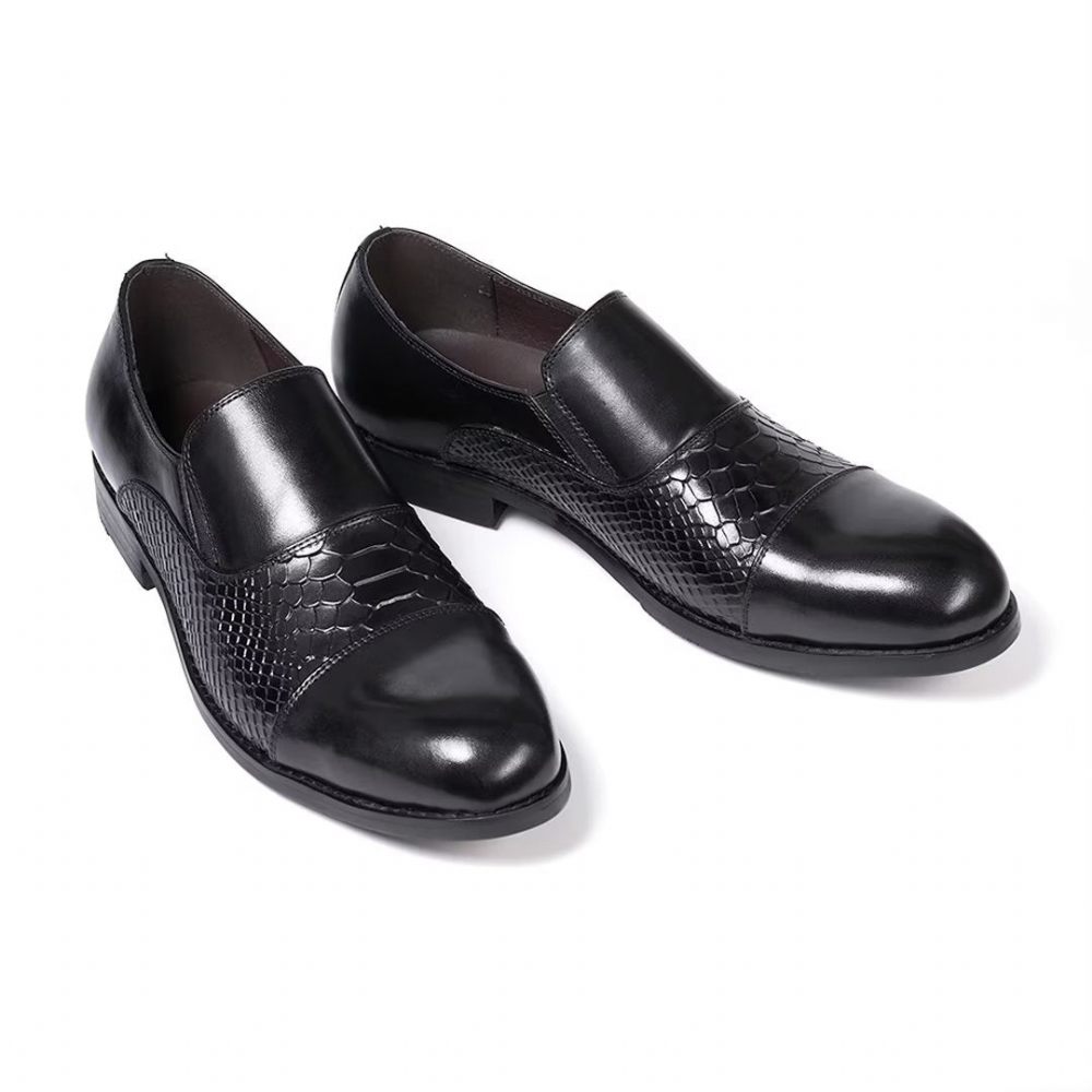 Chaussures Habillées Pour Hommes Sophisticate's Slip-on Leather Elegance - Noir