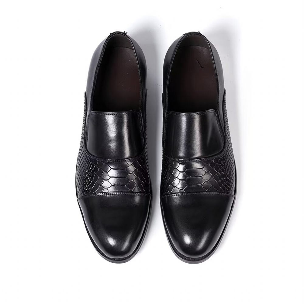 Chaussures Habillées Pour Hommes Sophisticate's Slip-on Leather Elegance - Noir