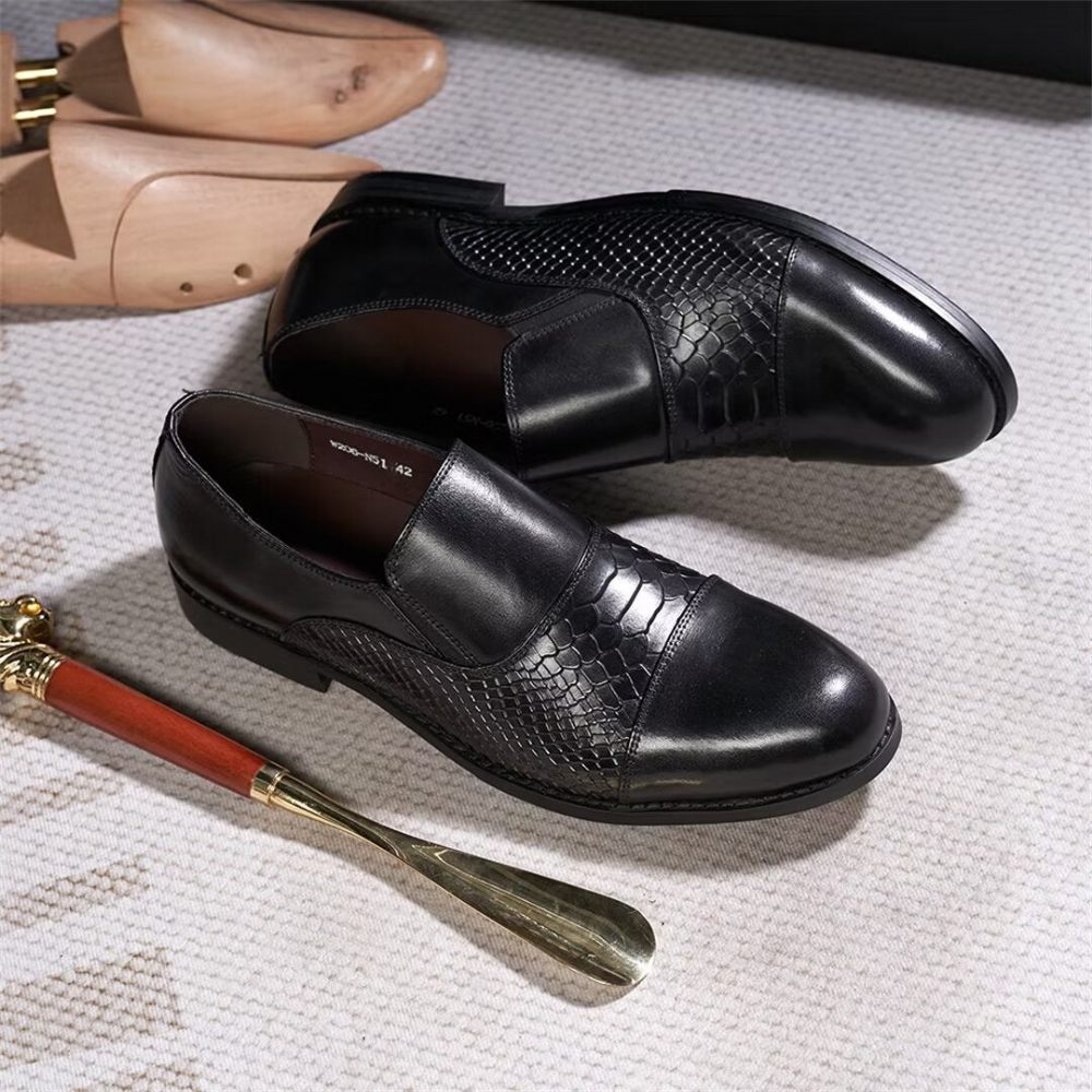 Chaussures Habillées Pour Hommes Sophisticate's Slip-on Leather Elegance - Noir