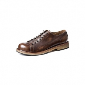 Chaussures Habillées À Lacets Cuir Bout Rond Pour Hommes