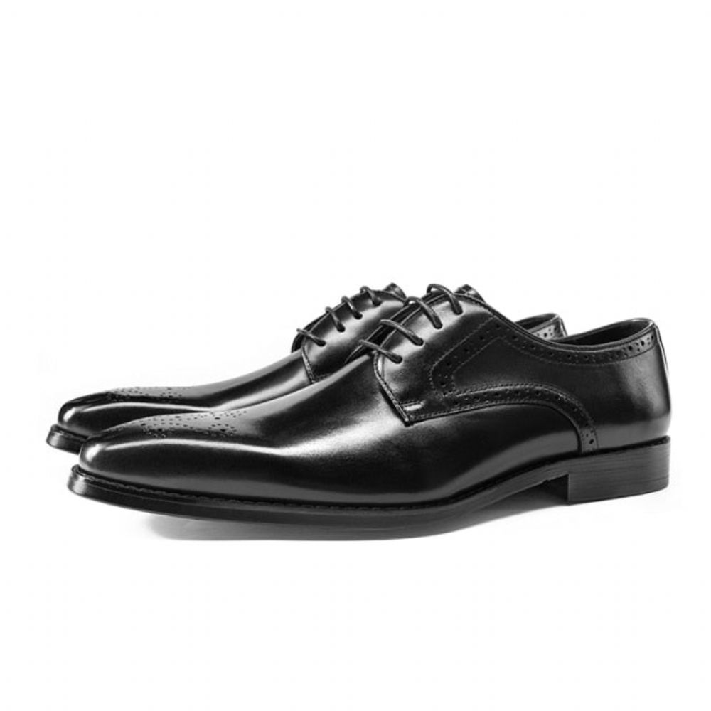 Chaussures Habillées À Lacets Cuir Exotique Pour Hommes - Noir