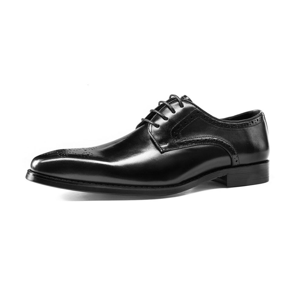 Chaussures Habillées À Lacets Cuir Exotique Pour Hommes - Noir