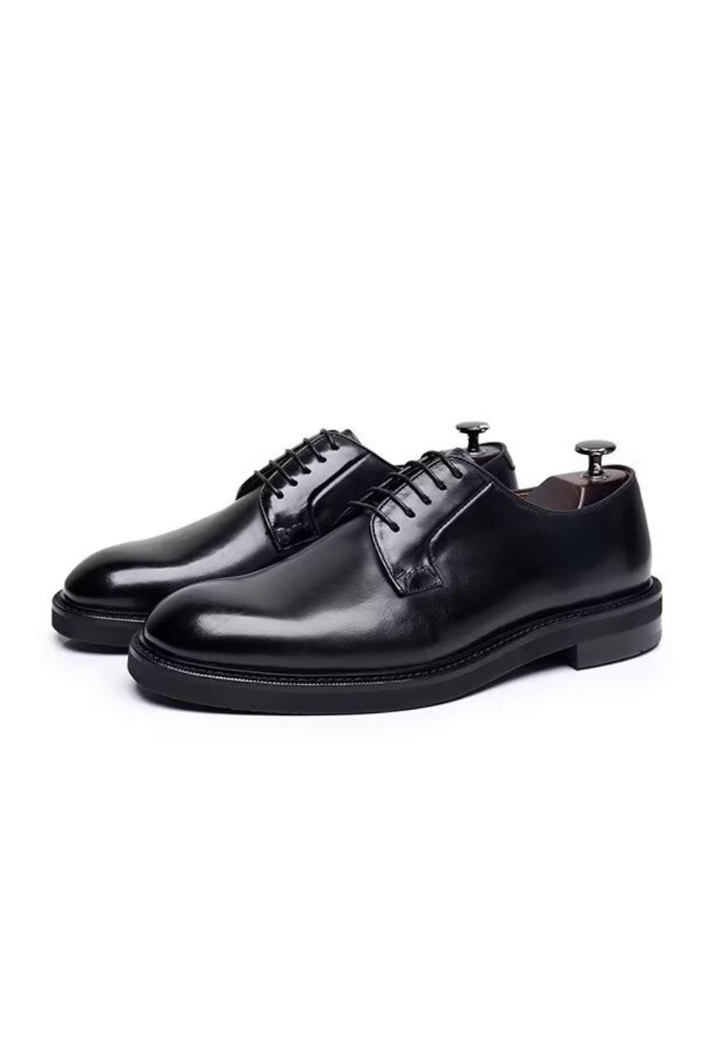 Chaussures Habillées À Lacets Cuir Vache Pour Hommes - Noir1