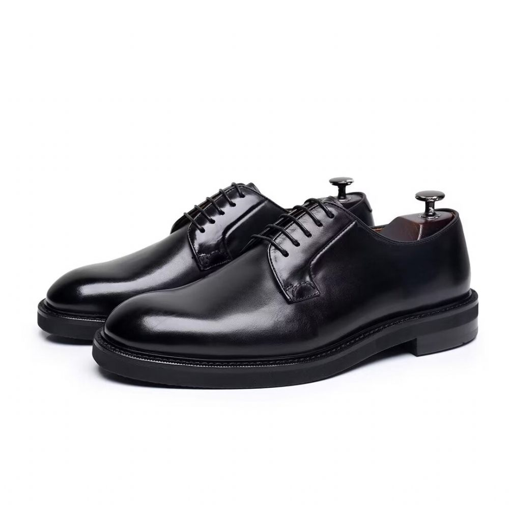 Chaussures Habillées À Lacets Cuir Vache Pour Hommes - Noir1