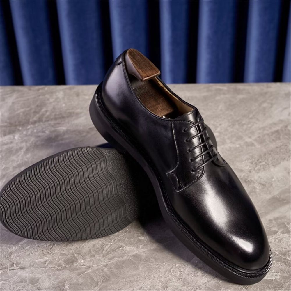 Chaussures Habillées À Lacets Cuir Vache Pour Hommes - Noir1