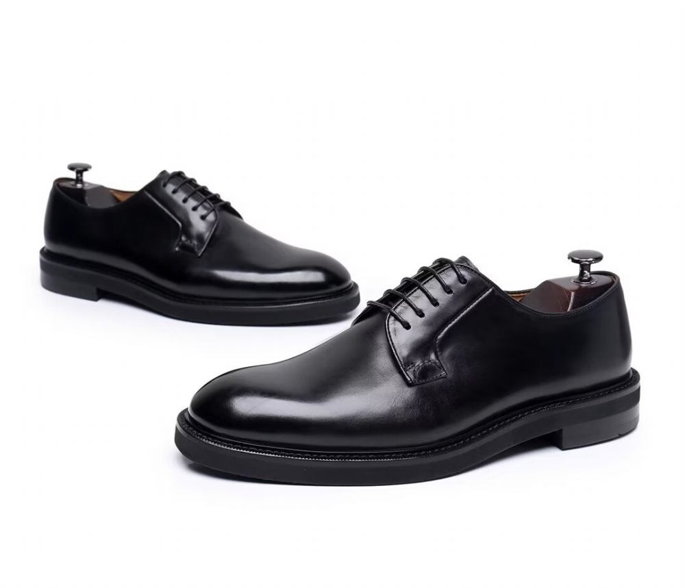 Chaussures Habillées À Lacets Cuir Vache Pour Hommes - Noir1