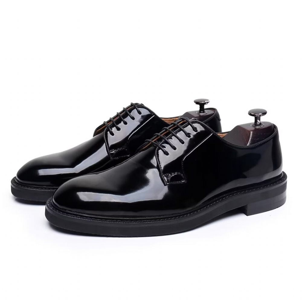 Chaussures Habillées À Lacets Cuir Vache Pour Hommes - Noir1