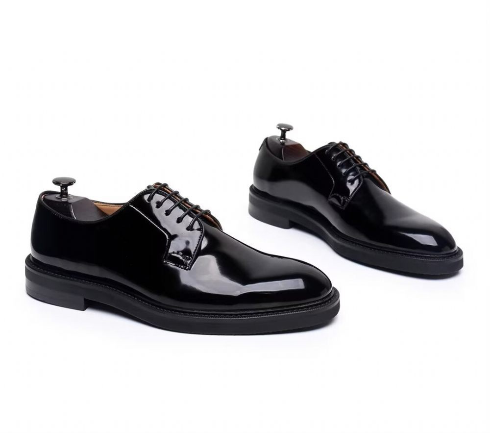 Chaussures Habillées À Lacets Cuir Vache Pour Hommes - Noir1