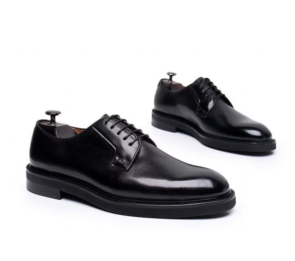 Chaussures Habillées À Lacets Cuir Vache Pour Hommes - Noir1