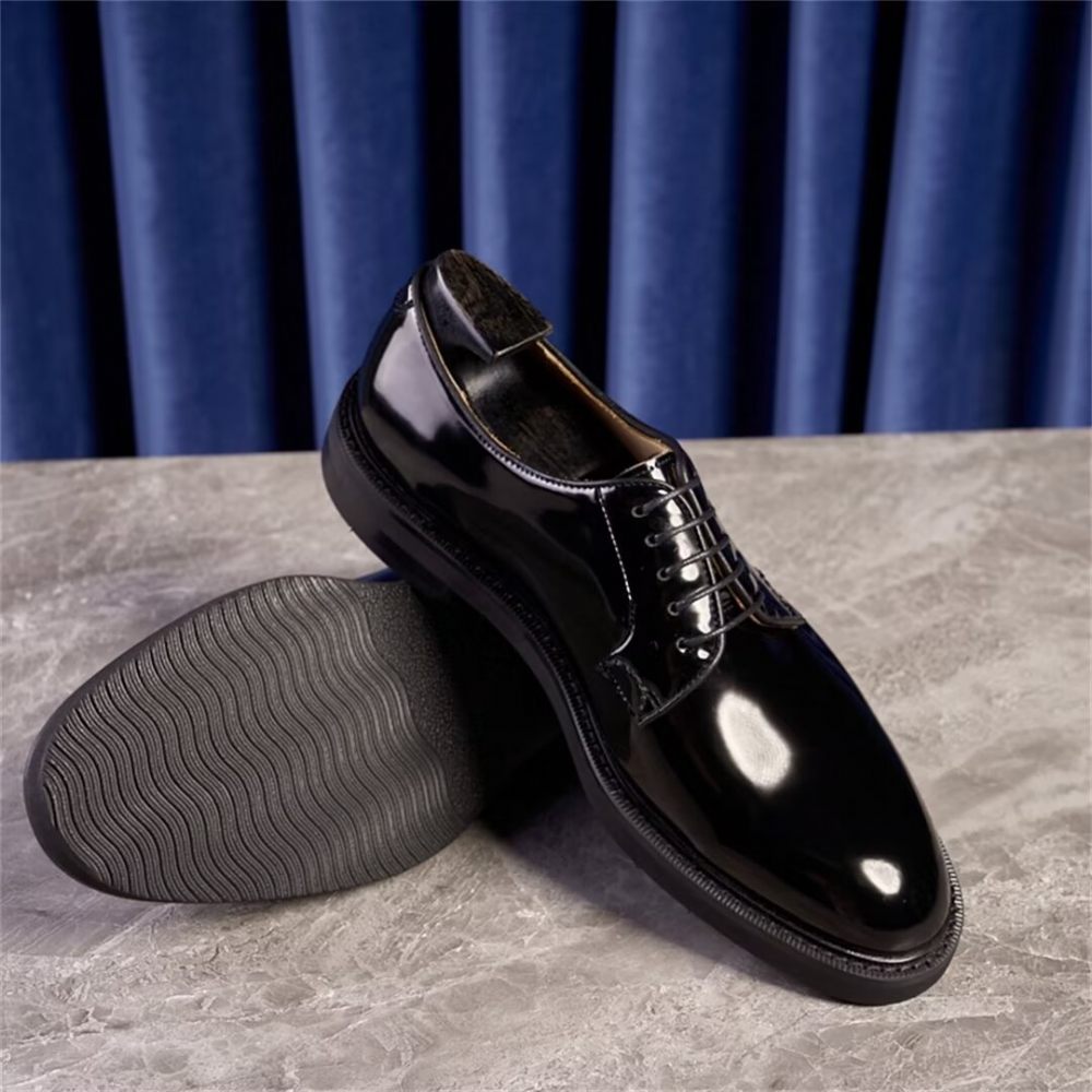 Chaussures Habillées À Lacets Cuir Vache Pour Hommes - Noir1