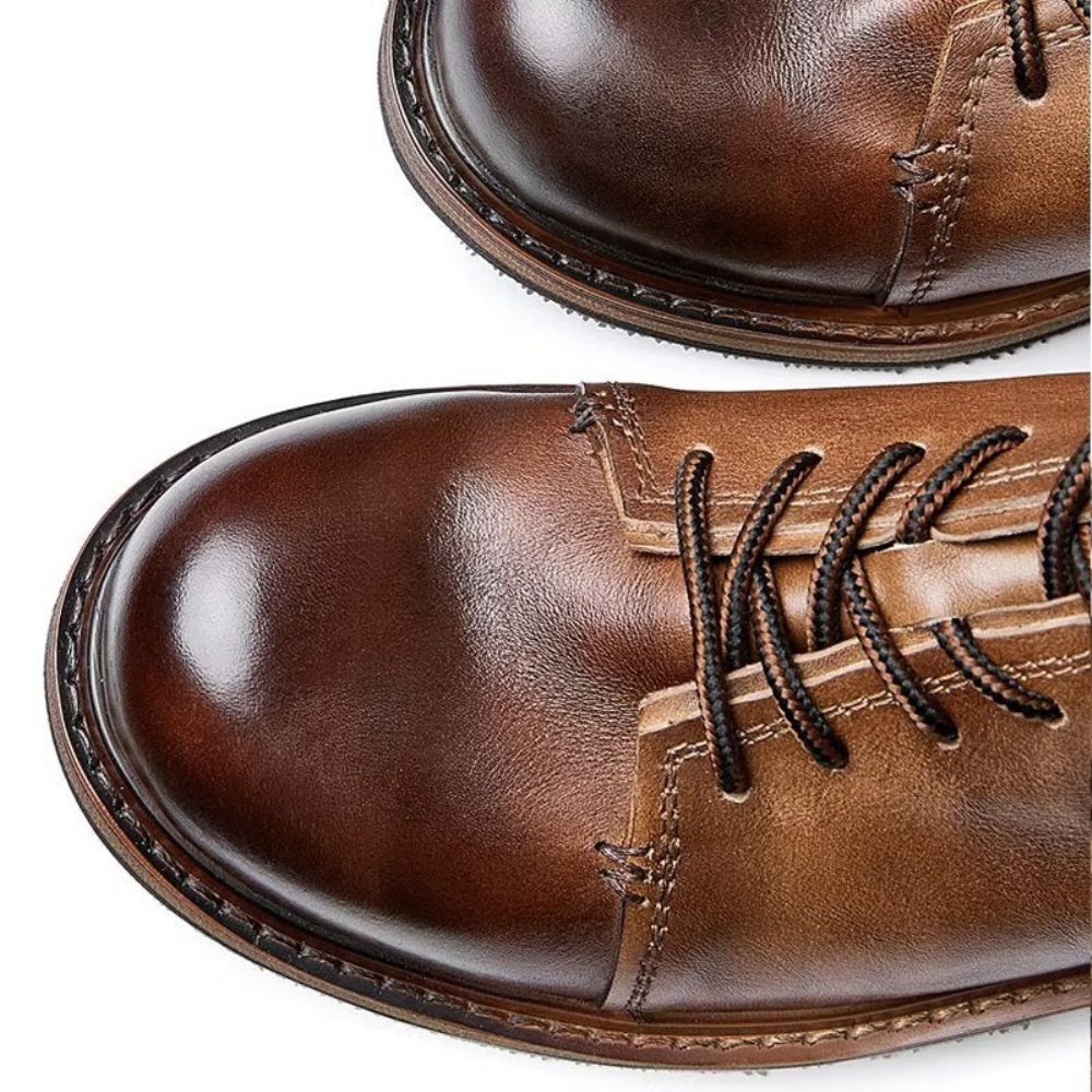 Chaussures Habillées À Lacets Et Bout Rond Pour Hommes - Café