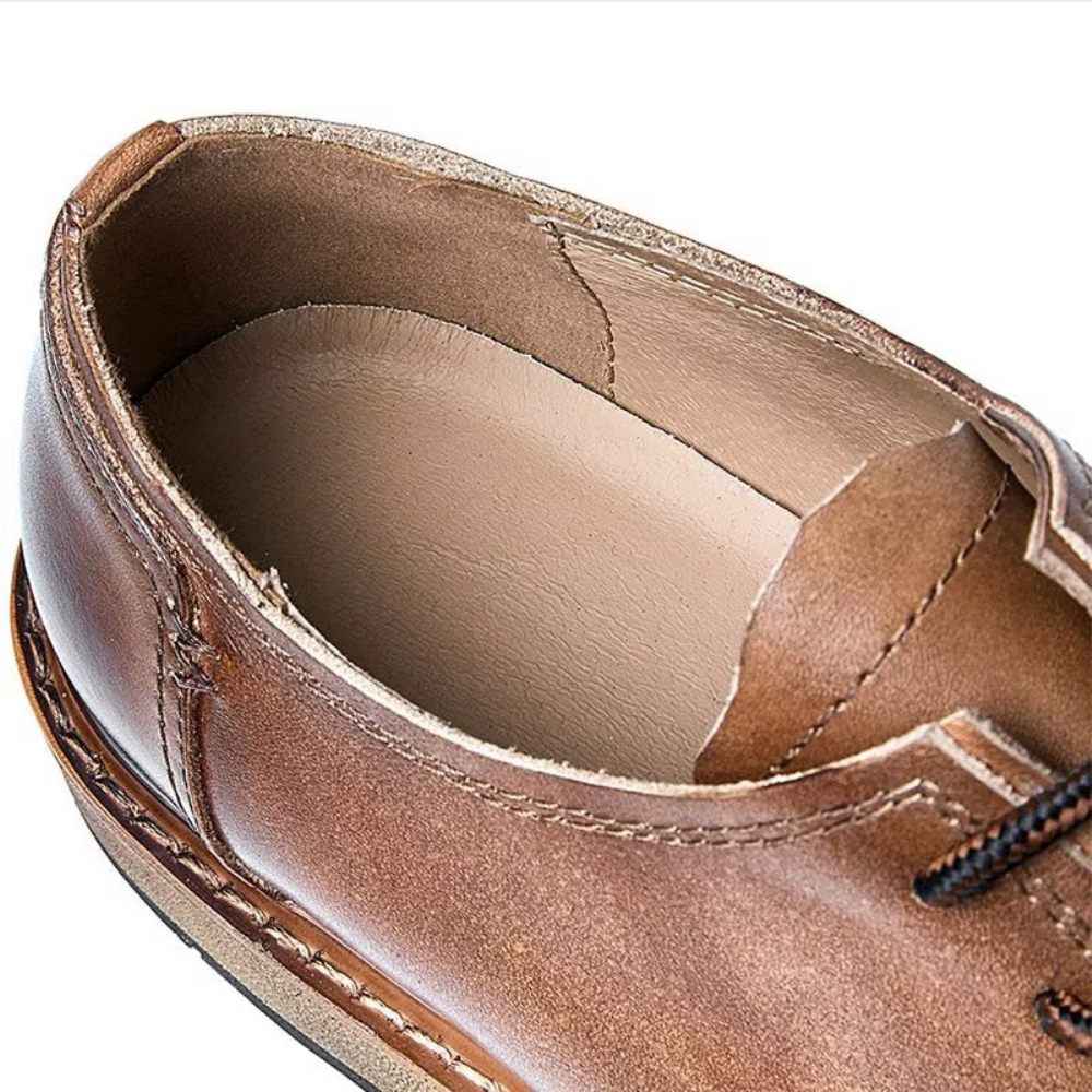 Chaussures Habillées À Lacets Et Bout Rond Pour Hommes - Café