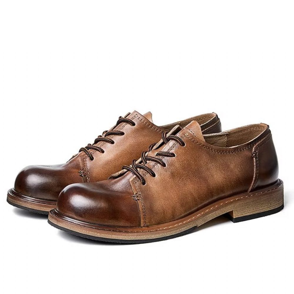 Chaussures Habillées À Lacets Et Bout Rond Pour Hommes - Café