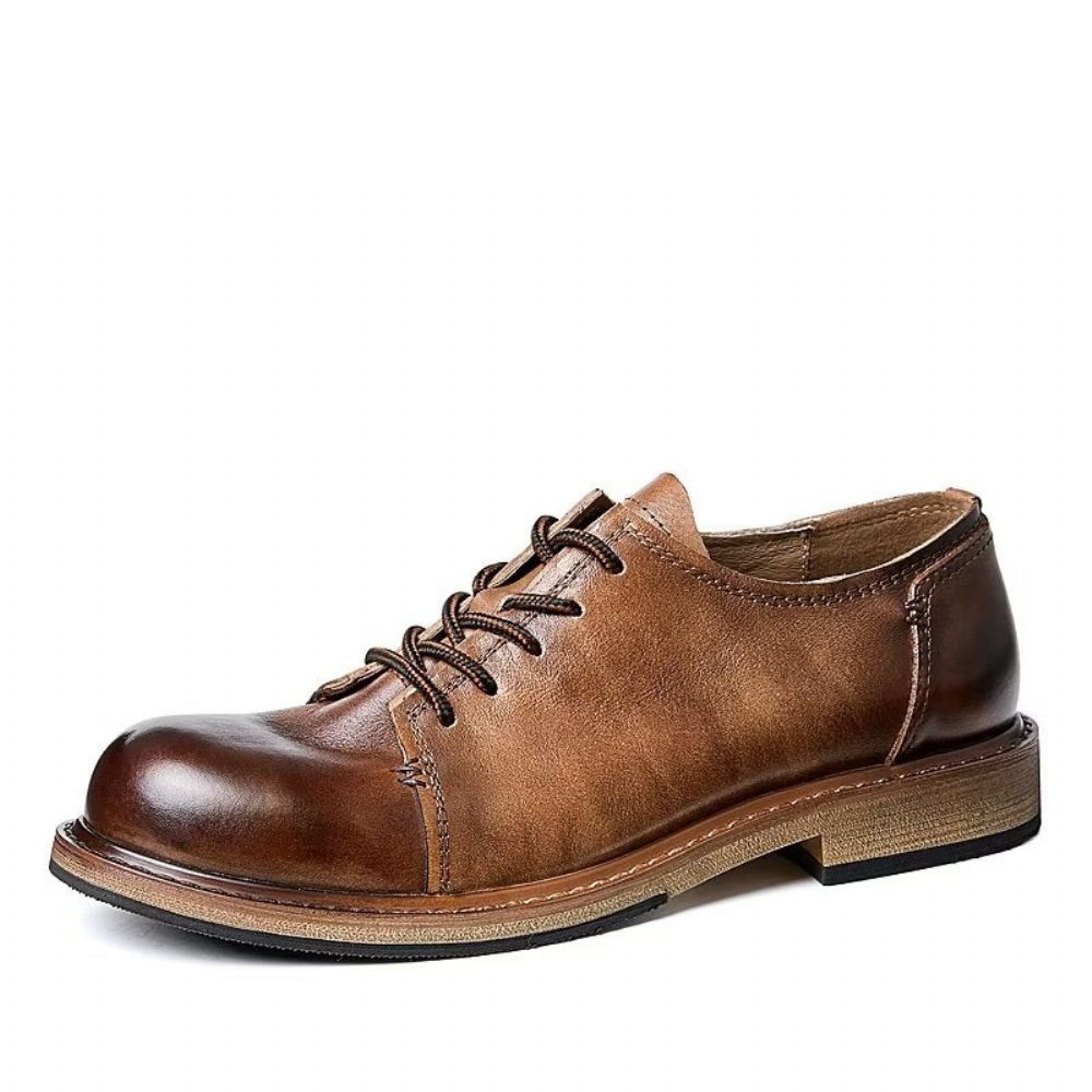 Chaussures Habillées À Lacets Et Bout Rond Pour Hommes - Café