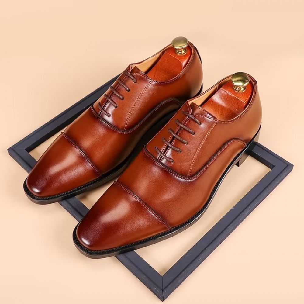 Chaussures Habillées À Lacets Pu Pour Hommes - Marron