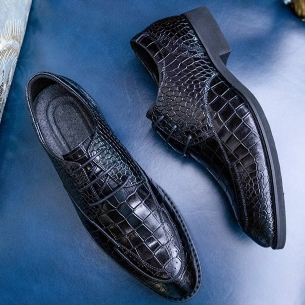 Chaussures Habillées Luxe Crocgloss Classic Brogue Pour Hommes - Noir