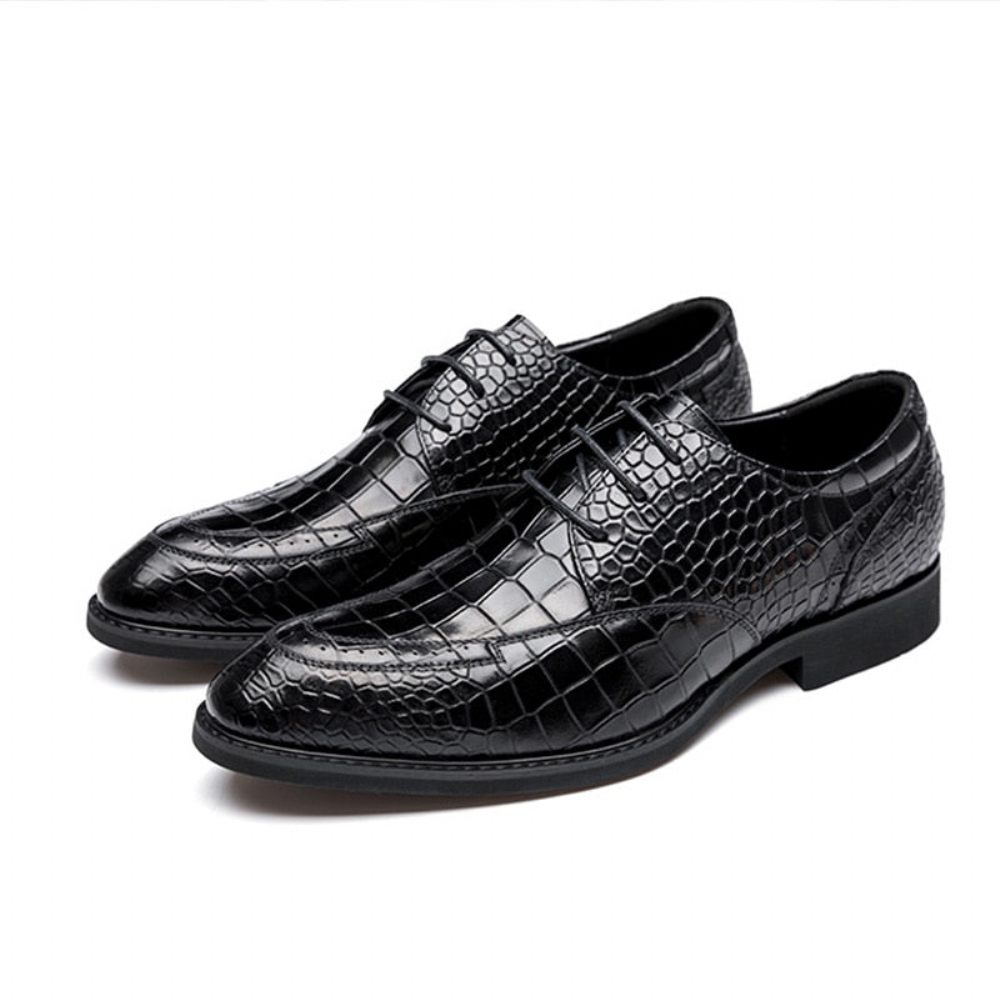 Chaussures Habillées Luxe Crocgloss Classic Brogue Pour Hommes - Noir