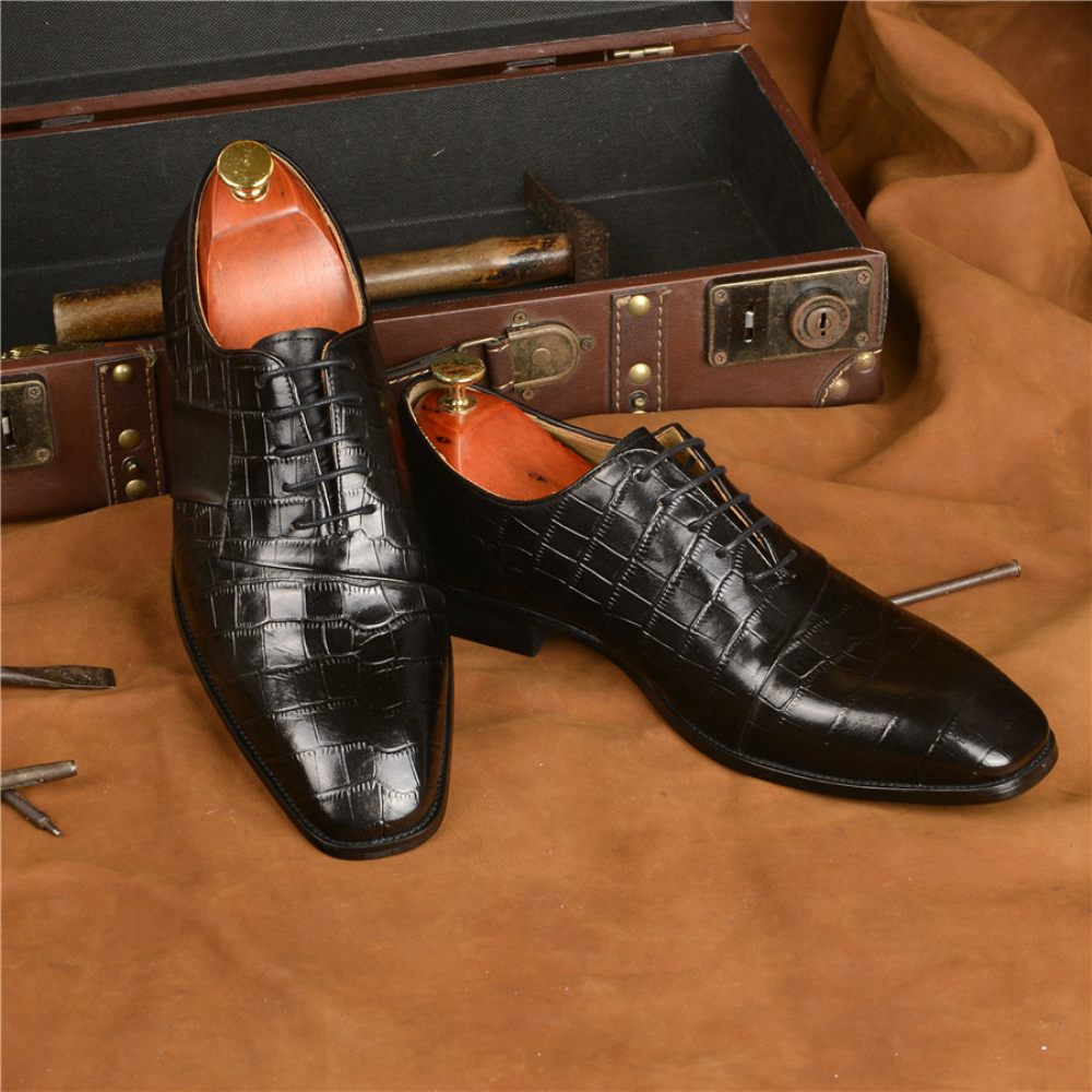 Chaussures Habillées Luxe À Lacets Pour Hommes - Noir