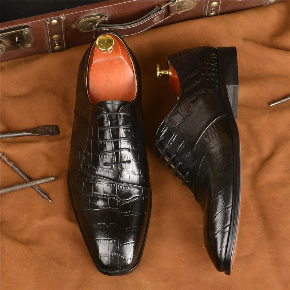 Chaussures Habillées Luxe À Lacets Pour Hommes - Noir