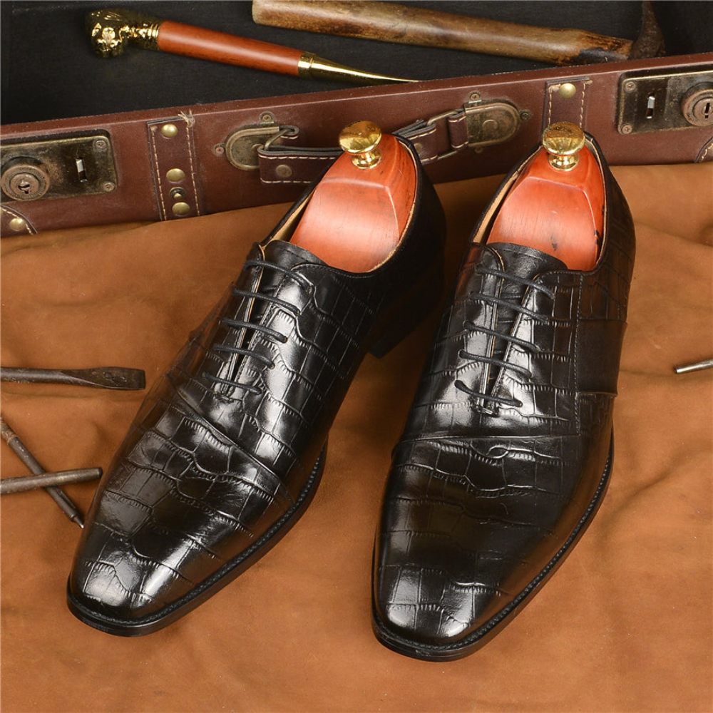 Chaussures Habillées Luxe À Lacets Pour Hommes - Noir