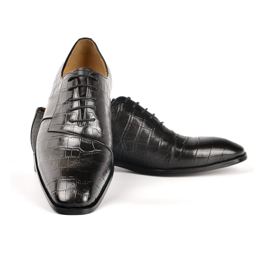 Chaussures Habillées Luxe À Lacets Pour Hommes - Noir