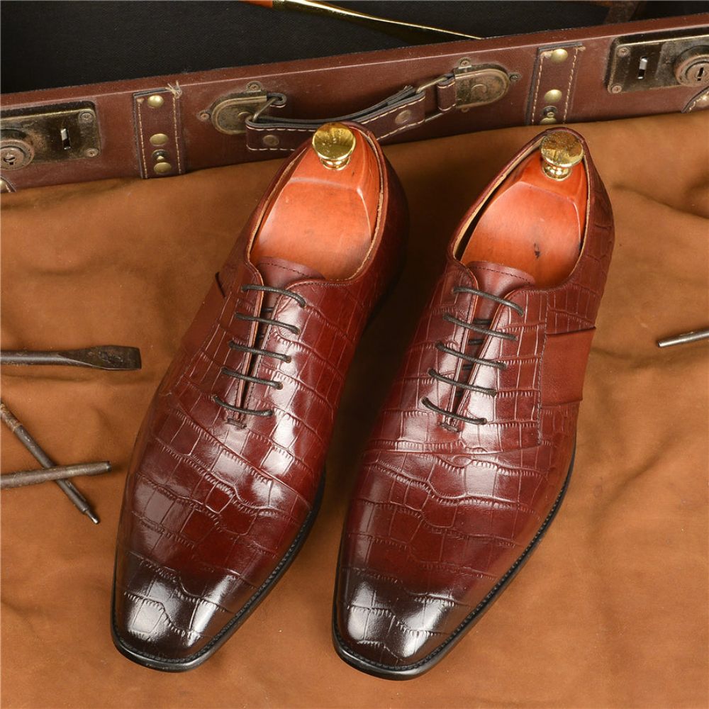 Chaussures Habillées Luxe À Lacets Pour Hommes - Café