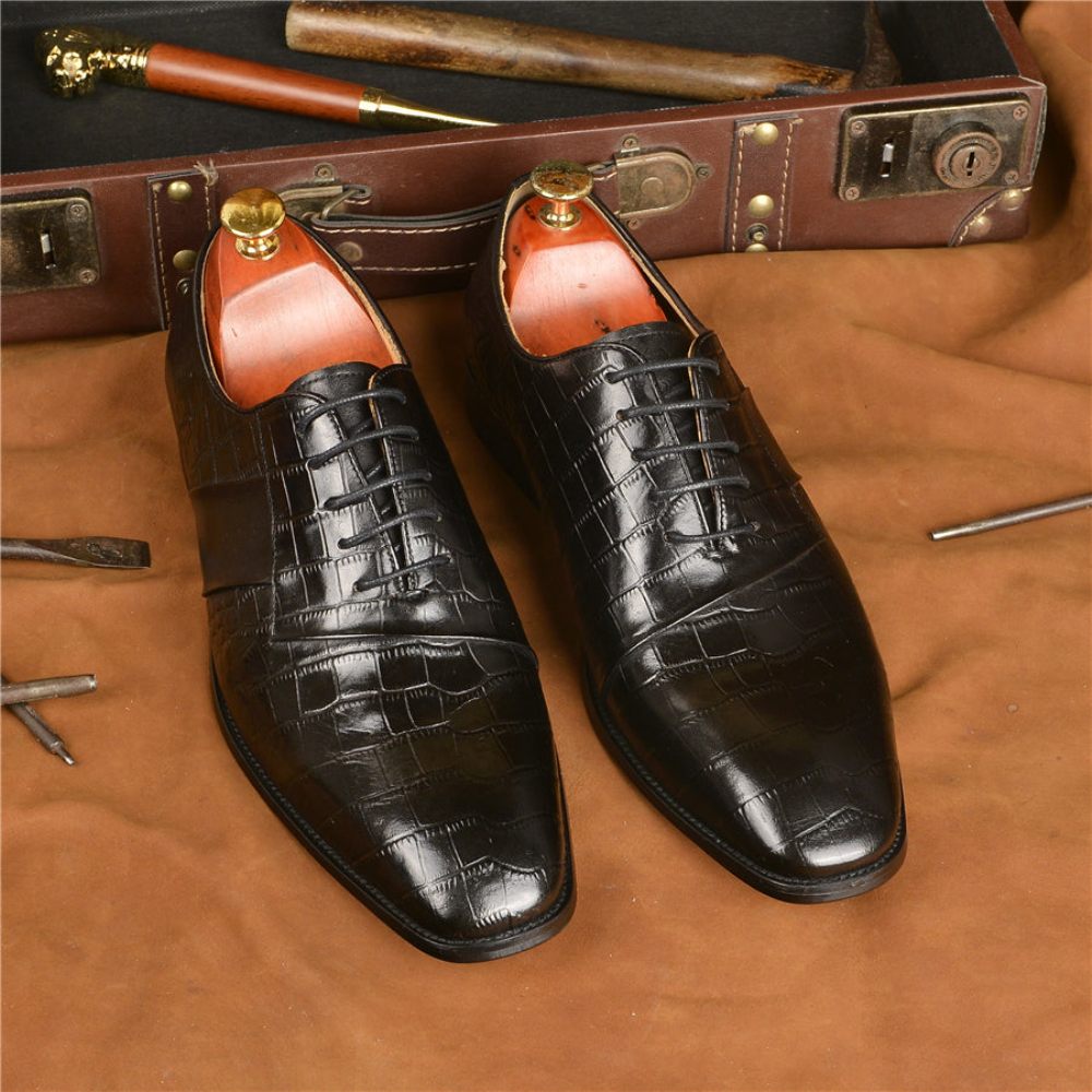 Chaussures Habillées Luxe À Lacets Pour Hommes - Noir