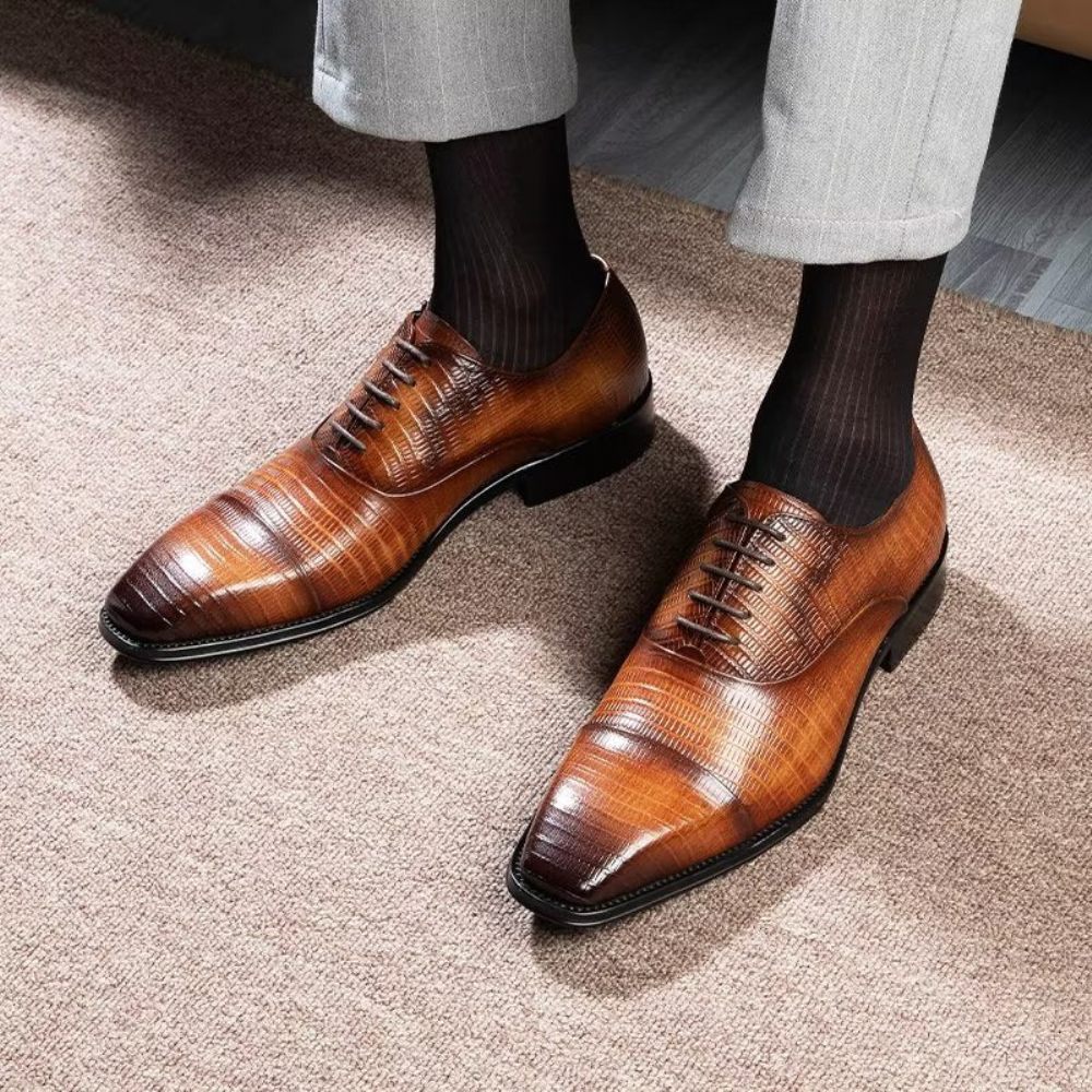 Chaussures Habillées Opulent Exotica Oxford Pour Hommes - Café