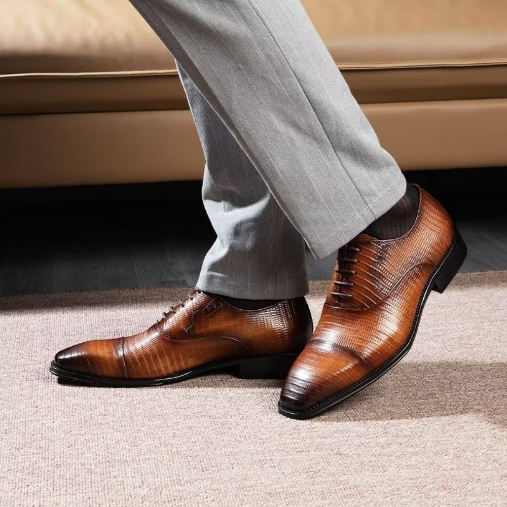 Chaussures Habillées Opulent Exotica Oxford Pour Hommes - Café