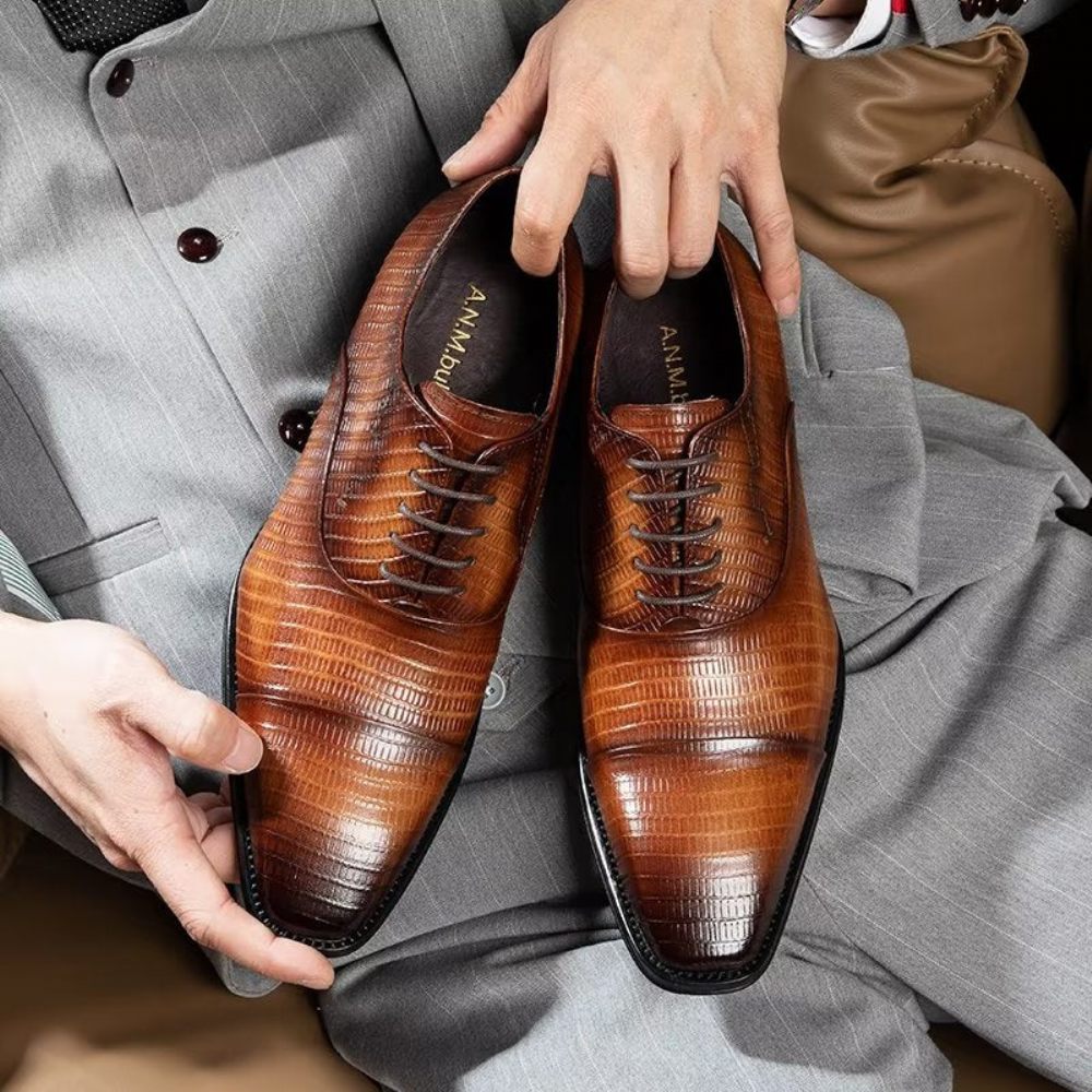 Chaussures Habillées Opulent Exotica Oxford Pour Hommes - Café