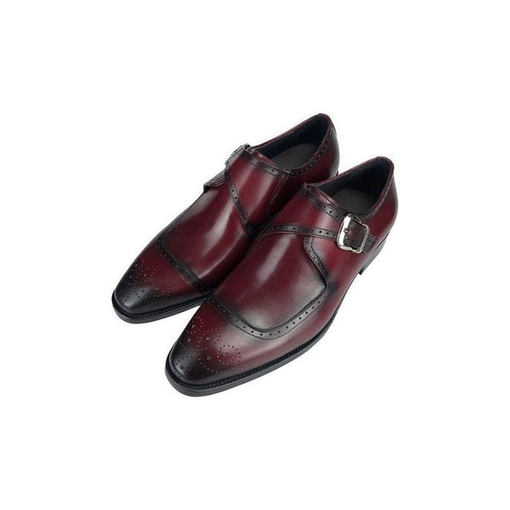 Chaussures Habillées Oxford À Bout D'aile Pour Hommes Élégance Exquise - Rouge