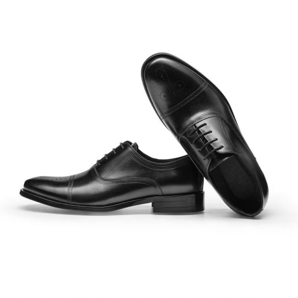 Chaussures Habillées Oxford Cuir Luxe Pour Hommes - Noir