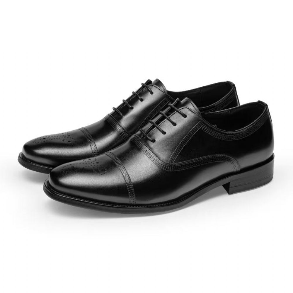 Chaussures Habillées Oxford Cuir Luxe Pour Hommes - Noir