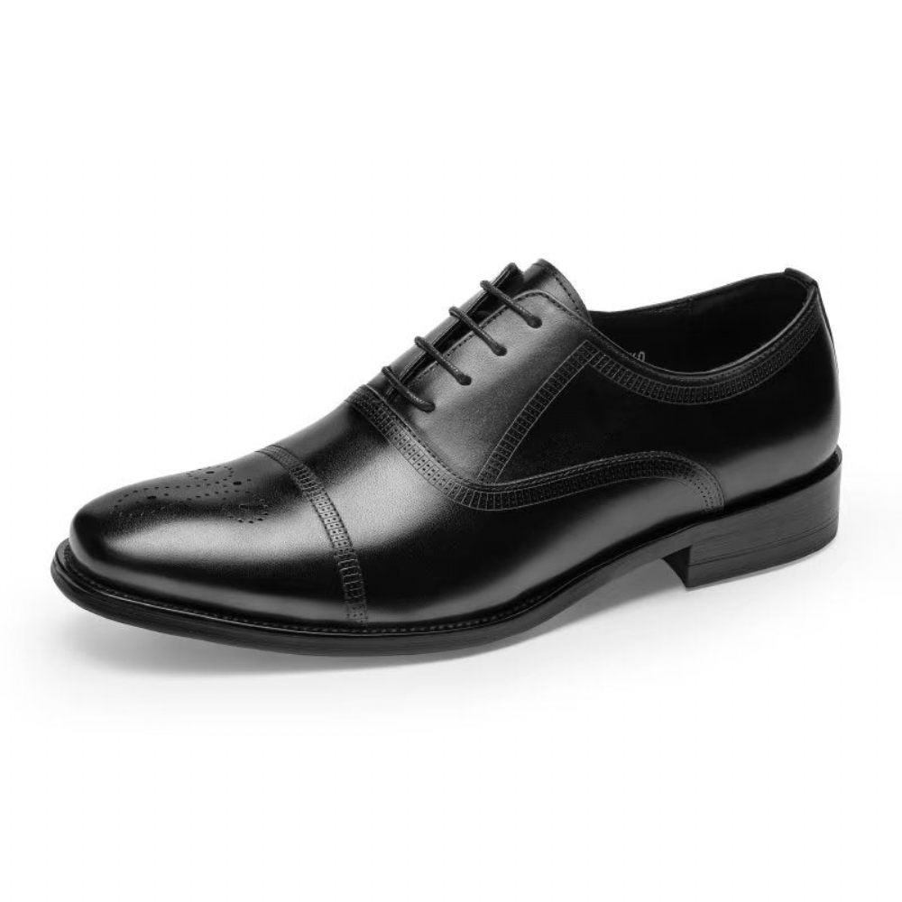 Chaussures Habillées Oxford Cuir Luxe Pour Hommes - Noir