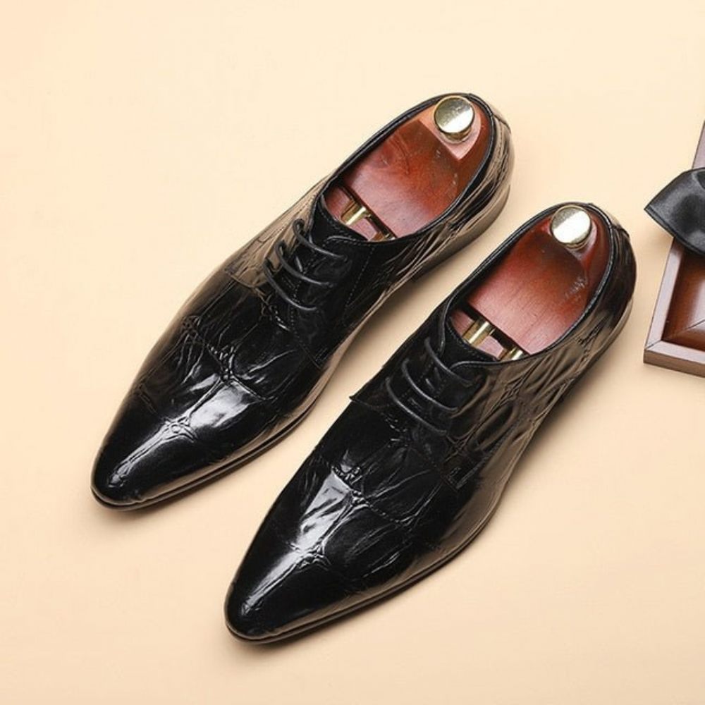 Chaussures Habillées Oxford À Lacets Pour Hommes - Noir