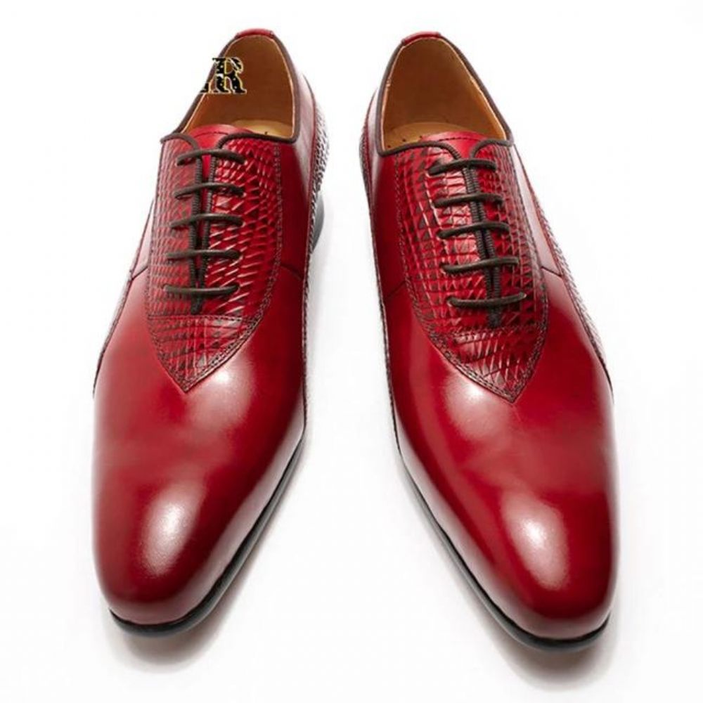 Chaussures Habillées Oxford À Lacets Pour Hommes - Rouge