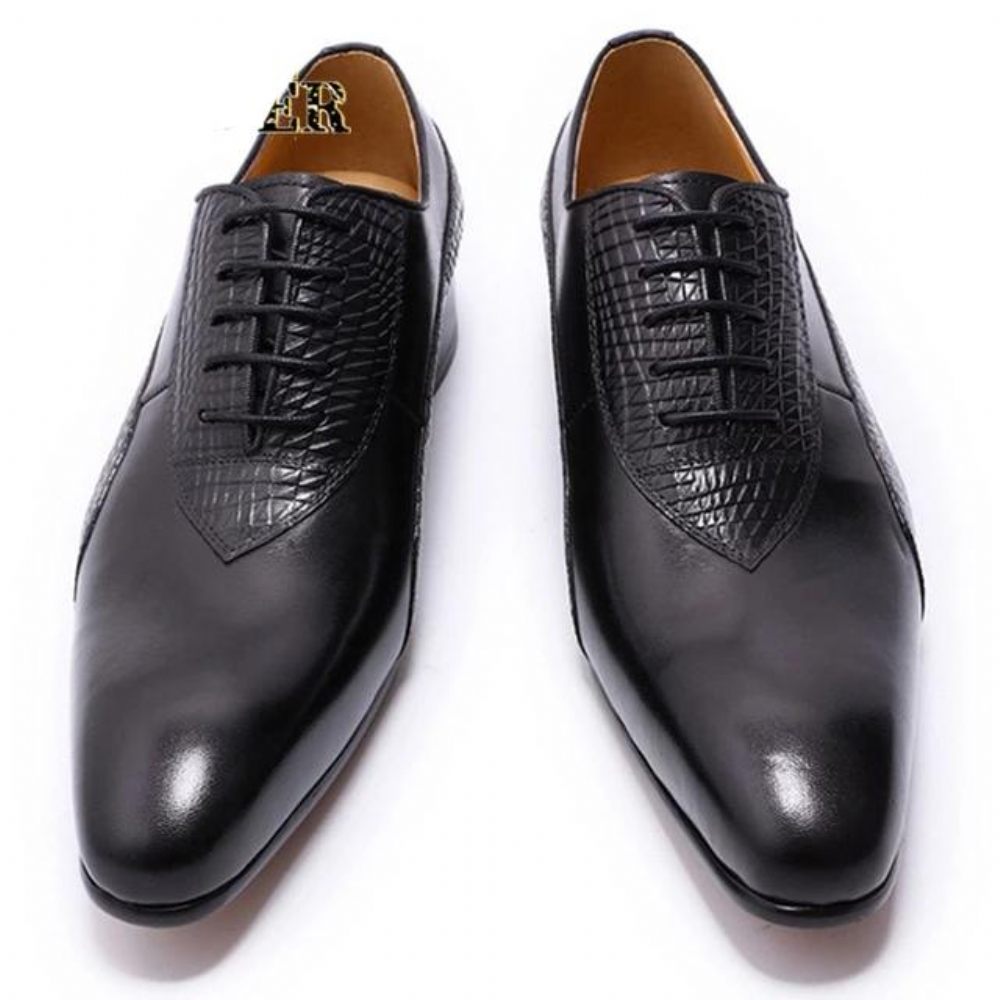 Chaussures Habillées Oxford À Lacets Pour Hommes - Noir