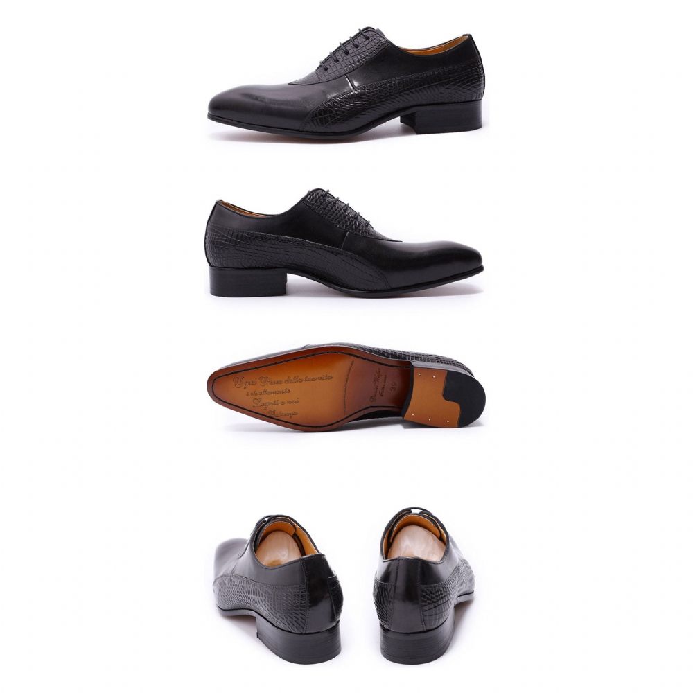 Chaussures Habillées Oxford À Lacets Pour Hommes - Noir