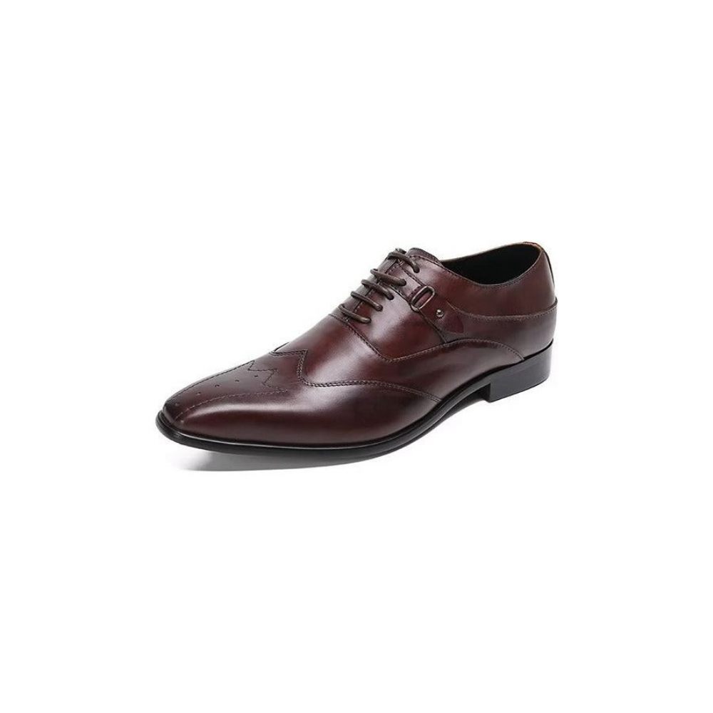 Chaussures Habillées Oxford Luxe À Bout Carré Pour Hommes - Café