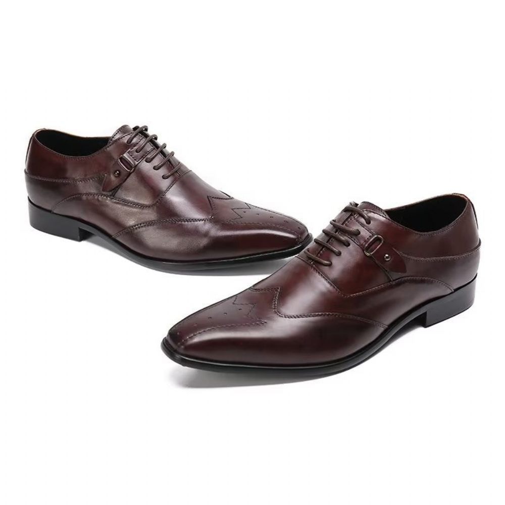 Chaussures Habillées Oxford Luxe À Bout Carré Pour Hommes - Café