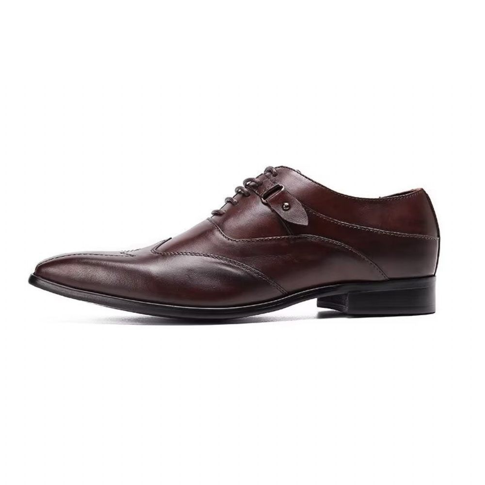 Chaussures Habillées Oxford Luxe À Bout Carré Pour Hommes - Café