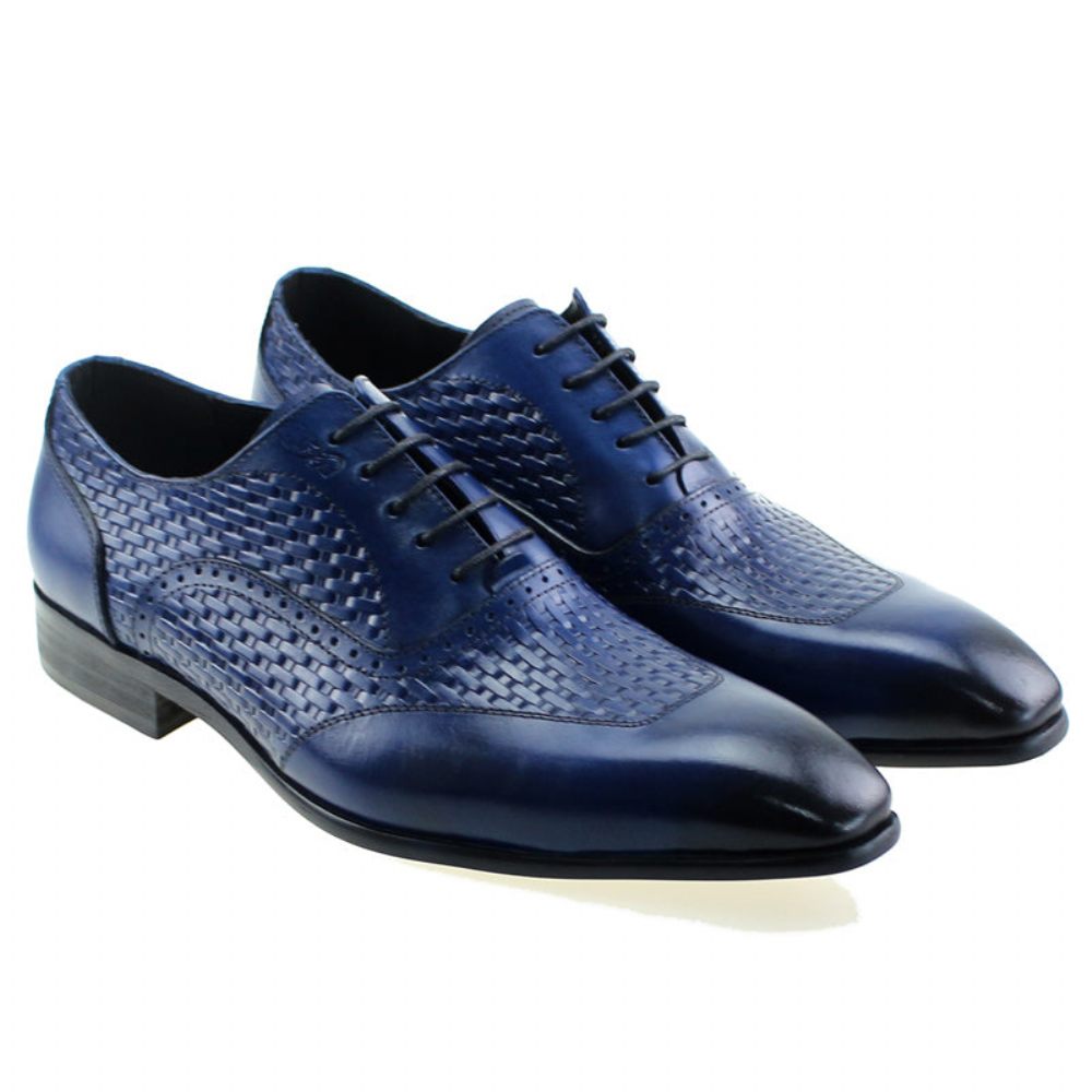 Chaussures Habillées Oxford À Motif Exotique Pour Hommes - Bleu