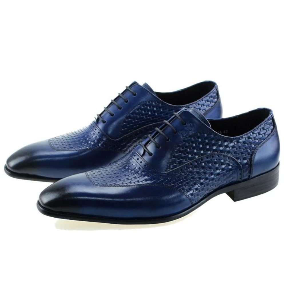 Chaussures Habillées Oxford À Motif Exotique Pour Hommes - Bleu