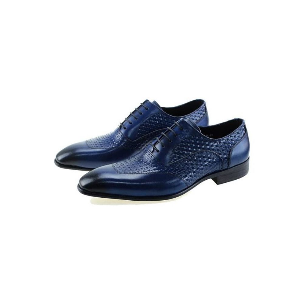 Chaussures Habillées Oxford À Motif Exotique Pour Hommes - Bleu