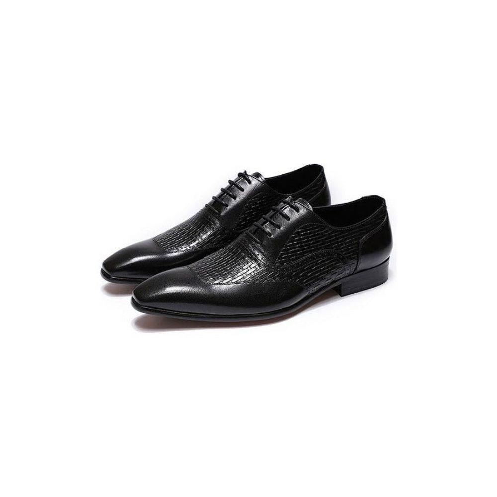 Chaussures Habillées Oxford À Motif Exotique Pour Hommes - Noir