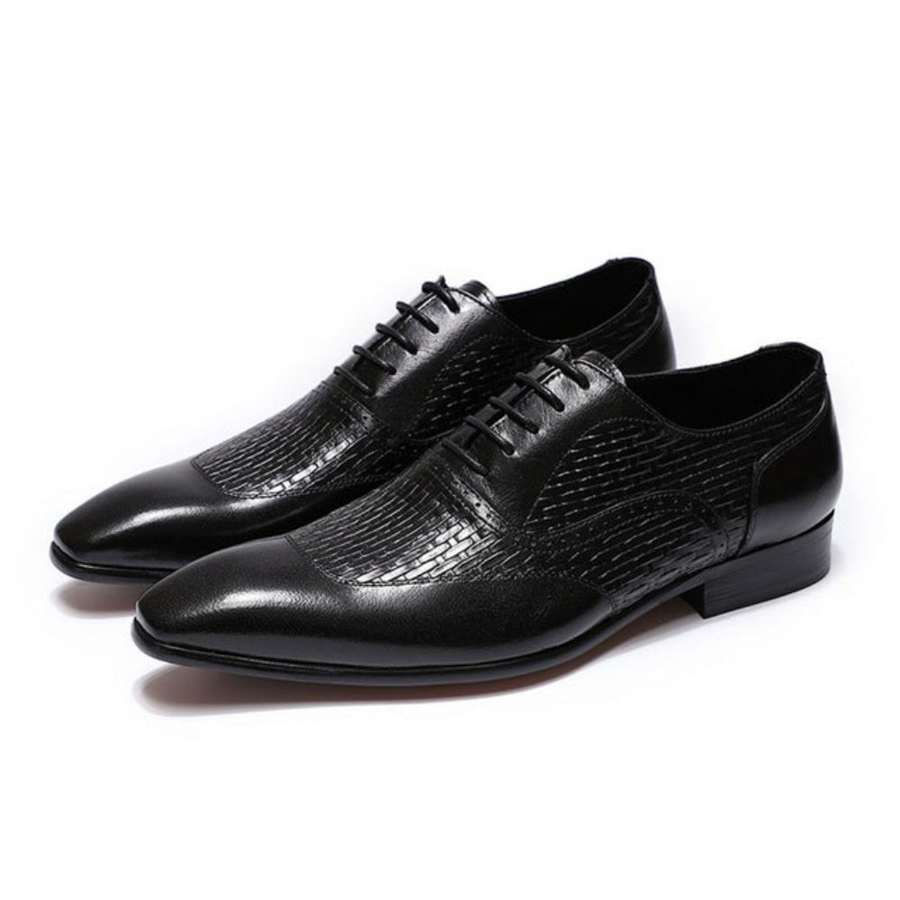 Chaussures Habillées Oxford À Motif Exotique Pour Hommes - Noir