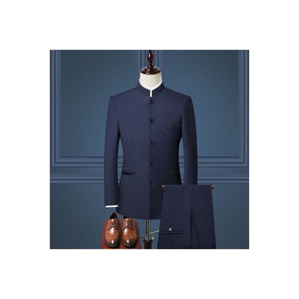 Costumes Pour Hommes Chic Exotique Braguette Boutonnée Tailleur-pantalon - Bleu