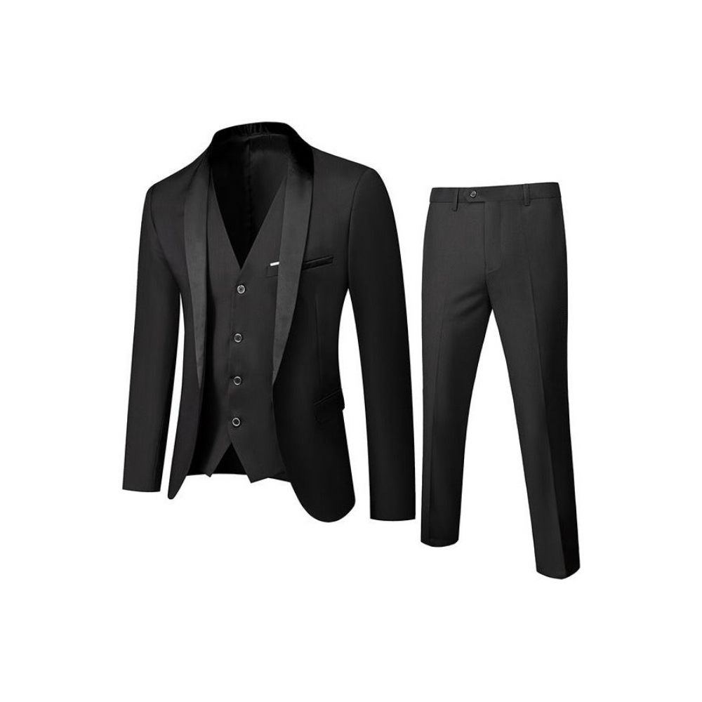 Costumes Pour Hommes Costume 3 Pièces Chic Et Skinny Avec Fermeture Éclair - Noir