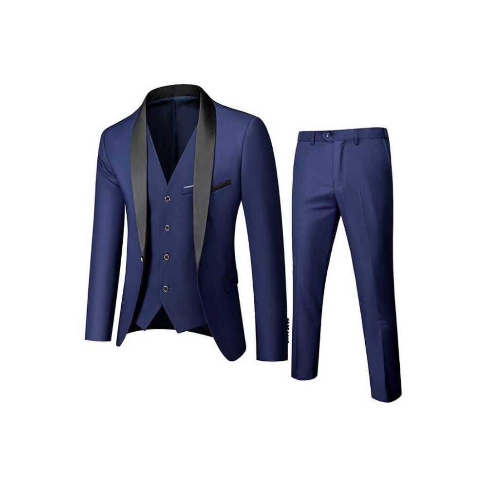 Costumes Pour Hommes Costume 3 Pièces Chic Et Skinny Avec Fermeture Éclair - Bleu