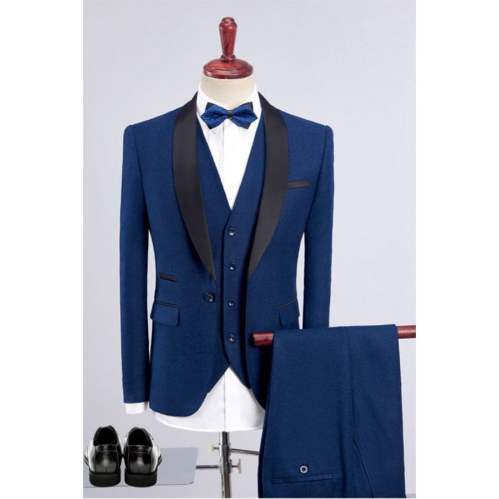 Costumes Pour Hommes Costume 3 Pièces Chic Et Skinny Avec Fermeture Éclair - Bleu